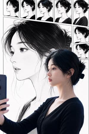 Real Woman with Manga Counterpart Selfie preview