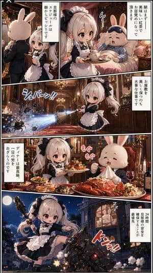 Maid and Rabbit Mansion Manga - AI image template preview