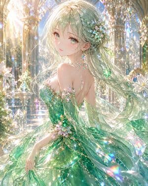 Emerald Crystal Fantasy Dress - AI image template preview