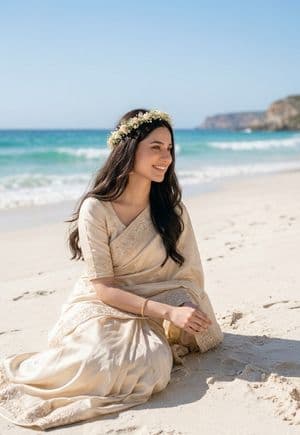 South Asian Bride on Beach - AI image template preview