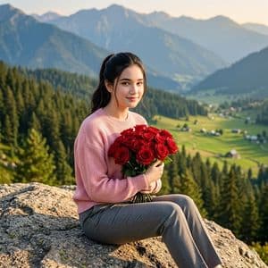 Mountain Rose Portrait - AI image template preview