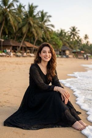 Golden Hour Beach Portrait - AI image template preview