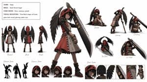 Dark Sword Angel Character Sheet - AI image template preview
