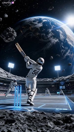 Futuristic Space Cricket Match - AI image template preview