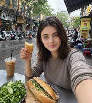 Vietnam Street Food Selfie - AI image template preview