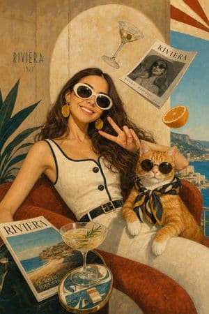 1960s Riviera Surreal Illustration - AI image template preview