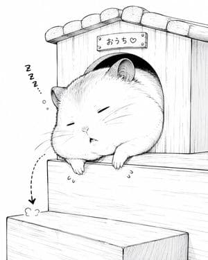 Sleepy Round Hamster Manga - AI image template preview