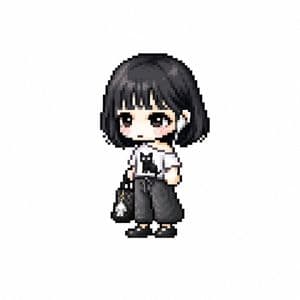 Censored Chibi Pixel Girl - AI image template preview