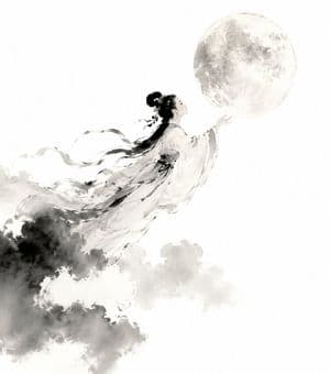 Traditional Chinese Ink Wash Chang'e - AI image template preview