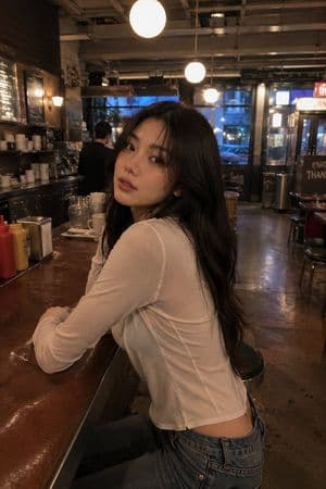 Indie Bookstore Fashion Portrait - AI image template preview