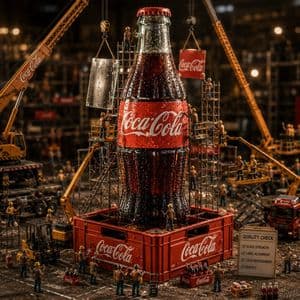 Coca-Cola Bottle Construction Macro Scene - AI image template preview