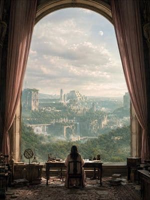 Surreal Observatory View - AI image template preview