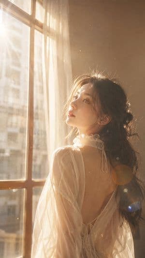 Golden Hour Window Portrait - AI image template preview