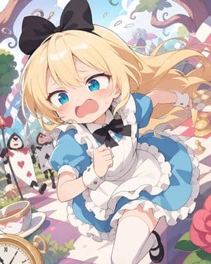 Panicked Alice in Wonderland Chase - AI image template preview