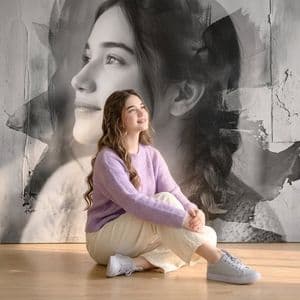 Lavender Sweater Floor Portrait - AI image template preview