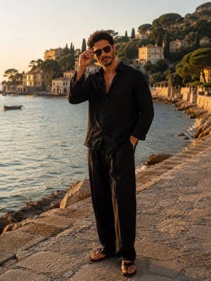 Mediterranean Summer Fashion Portrait - AI image template preview