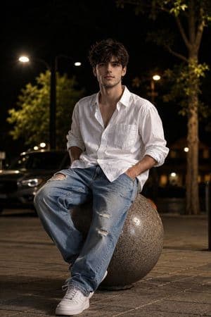 Casual Urban Park Portrait - AI image template preview