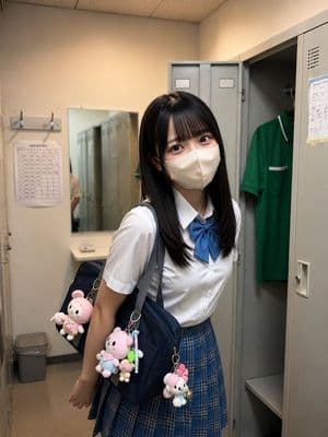 Japanese Schoolgirl Candid Portrait - AI image template preview