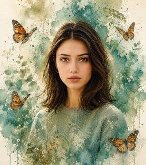 Watercolor and Photorealistic Portrait - AI image template preview