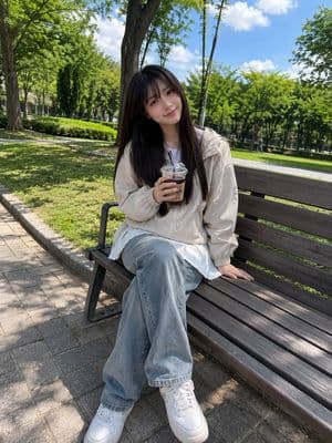 Japanese Girl Park Snapshot - AI image template preview