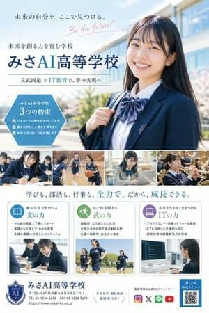 Japanese High School Brochure Design - AI image template preview