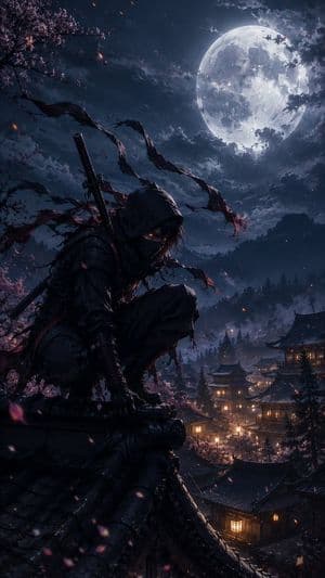 Cinematic Ninja Anime Wallpaper - AI image template preview