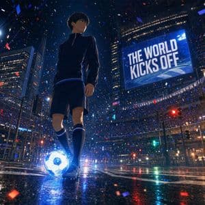 Night City Soccer Kickoff Visual - AI image template preview