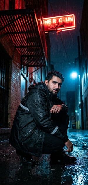 Low Angle Neon Alley Shot - AI image template preview