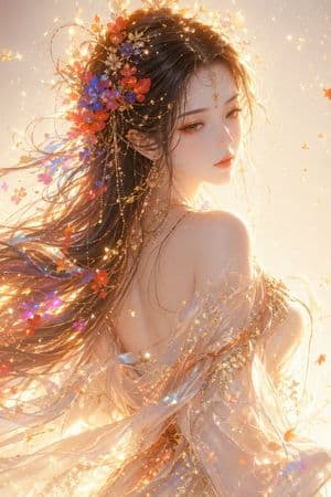 Oriental Fantasy Silk Robe Portrait - AI image template preview