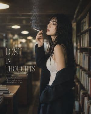Moody Library Smoking Portrait - AI image template preview
