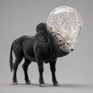 Glass-Orb Antler Bull Creature - AI image template preview