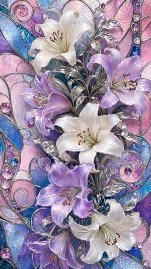 Ornate Lily Stained Glass - AI image template preview