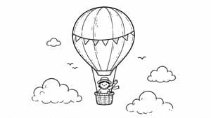 Hot Air Balloon Coloring Page - AI image template preview