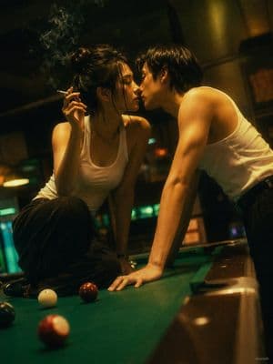 Vintage Hong Kong Billiard Club - AI image template preview