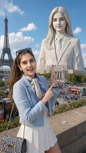 Face Lock Travel Portrait in Paris - AI image template preview