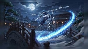 Moonlit Anime Spear Warrior - AI image template preview