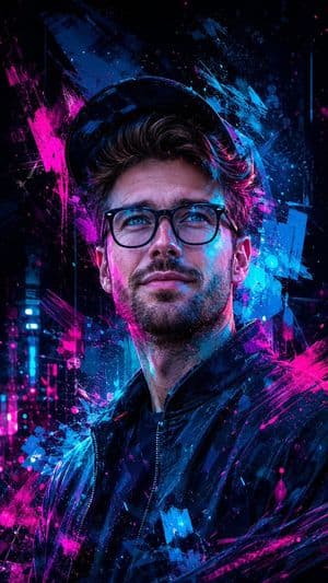 Cyberpunk Expressionist Portrait - AI image template preview