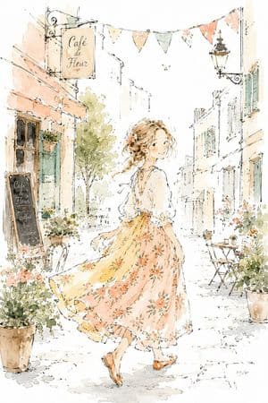 Minimalist Whimsical Street Watercolor - AI image template preview