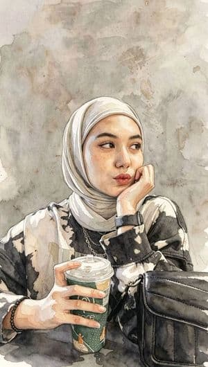 Masterpiece Watercolor Portrait Painting - AI image template preview