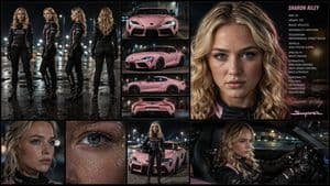 Female Street Racer Reference Sheet - AI image template preview