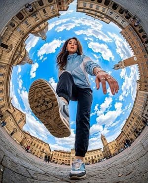 Fisheye Traveler Plaza Shot - AI image template preview
