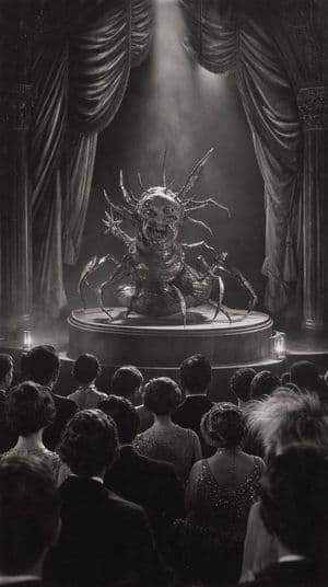 Sketch to Vintage Horror Theater Scene - AI image template preview