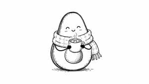 Cozy Avocado Hot Cocoa Doodle - AI image template preview
