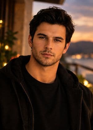 Golden Hour Seaside Portrait - AI image template preview