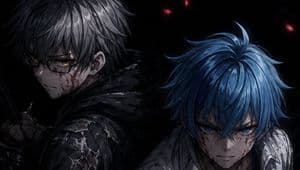 Dark Anime Warriors with Censored Faces - AI image template preview