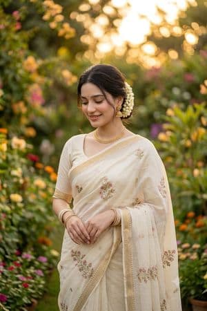 Indian Saree Garden Portrait - AI image template preview