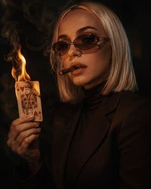 Cinematic Cigar and Burning Card Portrait - AI image template preview