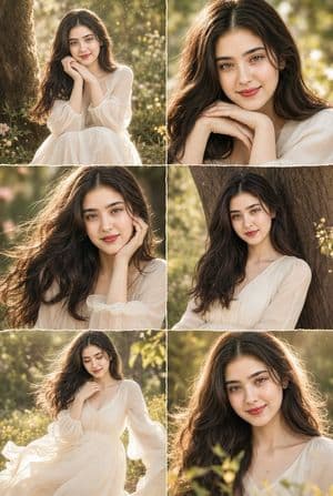 Cinematic Six-Panel Beauty Collage - AI image template preview