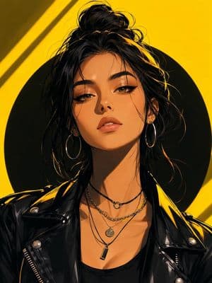 Modern Japanese Digital Art Portrait - AI image template preview