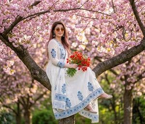 Cherry Blossom Portrait - AI image template preview